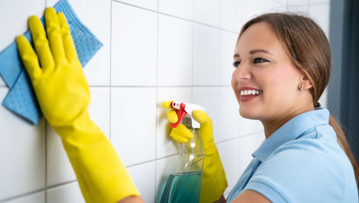How do professionals clean grout?